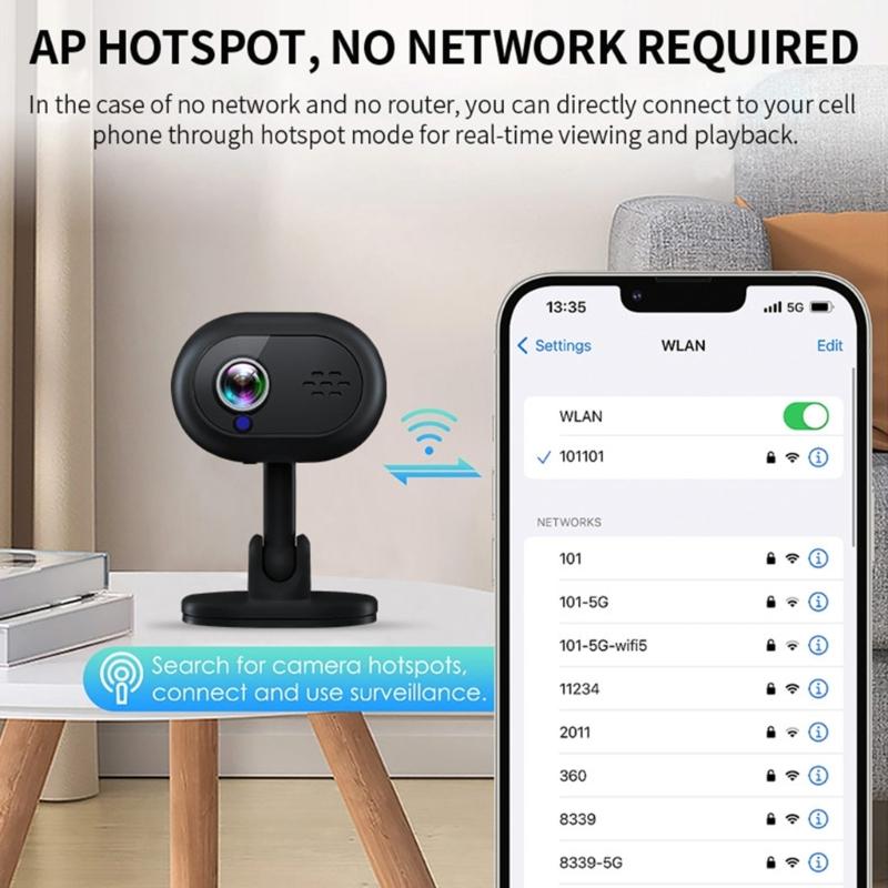 Home Security Camera WiFi 1080P P2P Phone APP Remote Contol Indoor WiFi Camera Anti Theft with NightVisions Baby Monitor