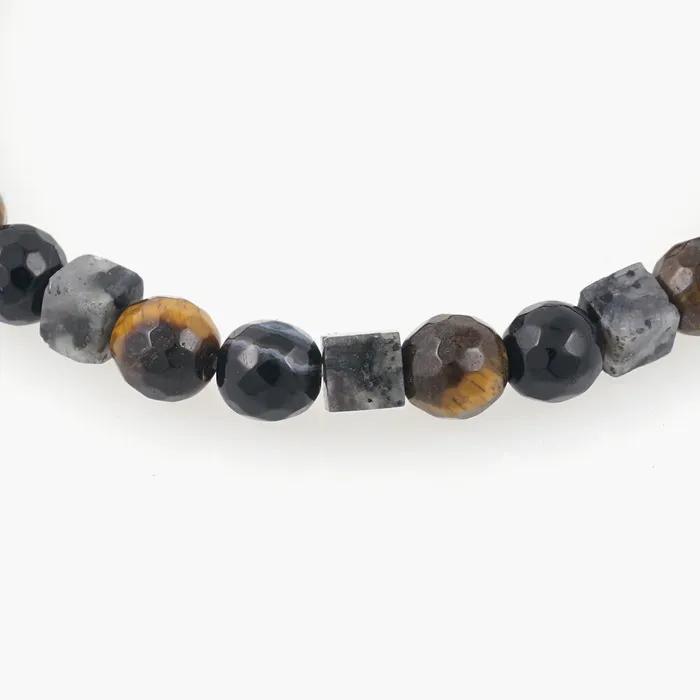 Браслет из смешанных драгоценных камней, кубики тигрового агата, 6 штук (C2503AC1266_BK)