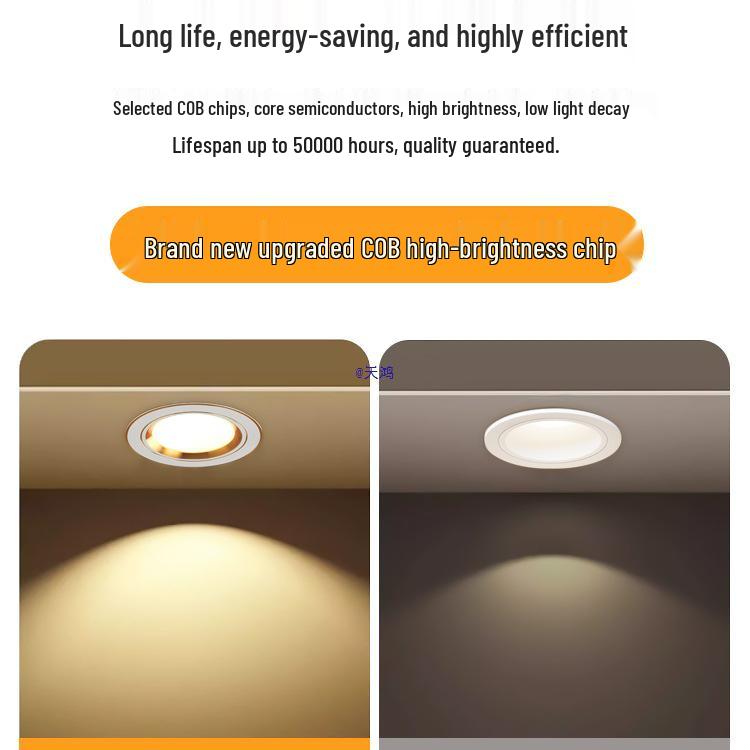 Three-Color Downlight Recessed Ceiling Spotlight for Living Room