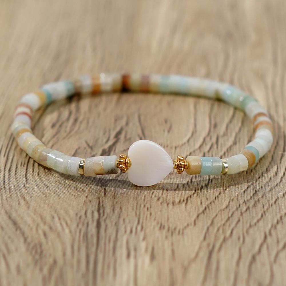 Ximang White Heart Design 2026 Beaded Stretch Fashion Jewelry Delicate Jade Gemstone Bracelets for Women