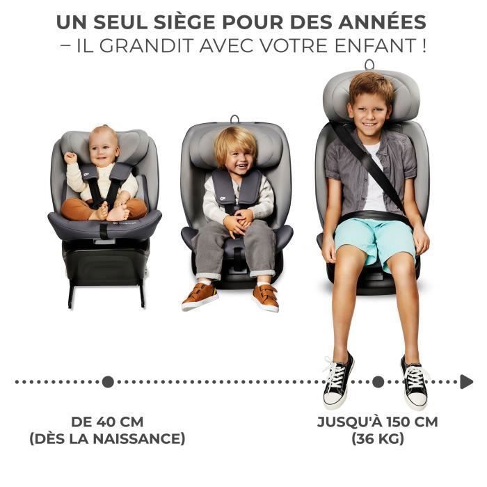 Siège-Auto Enfant Kinderkraft I-GROW I-SIZE, 40–150 Cm, Pivotant 360°, ISOFIX, Harnais 5 Points, Appui-Tête 12 Niveaux, Noir