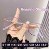 Anti Blue Light Presbyopia Glasses Trendy Metal Small Frame Reading Glasses for Women Portable High-definition Eyeglasses