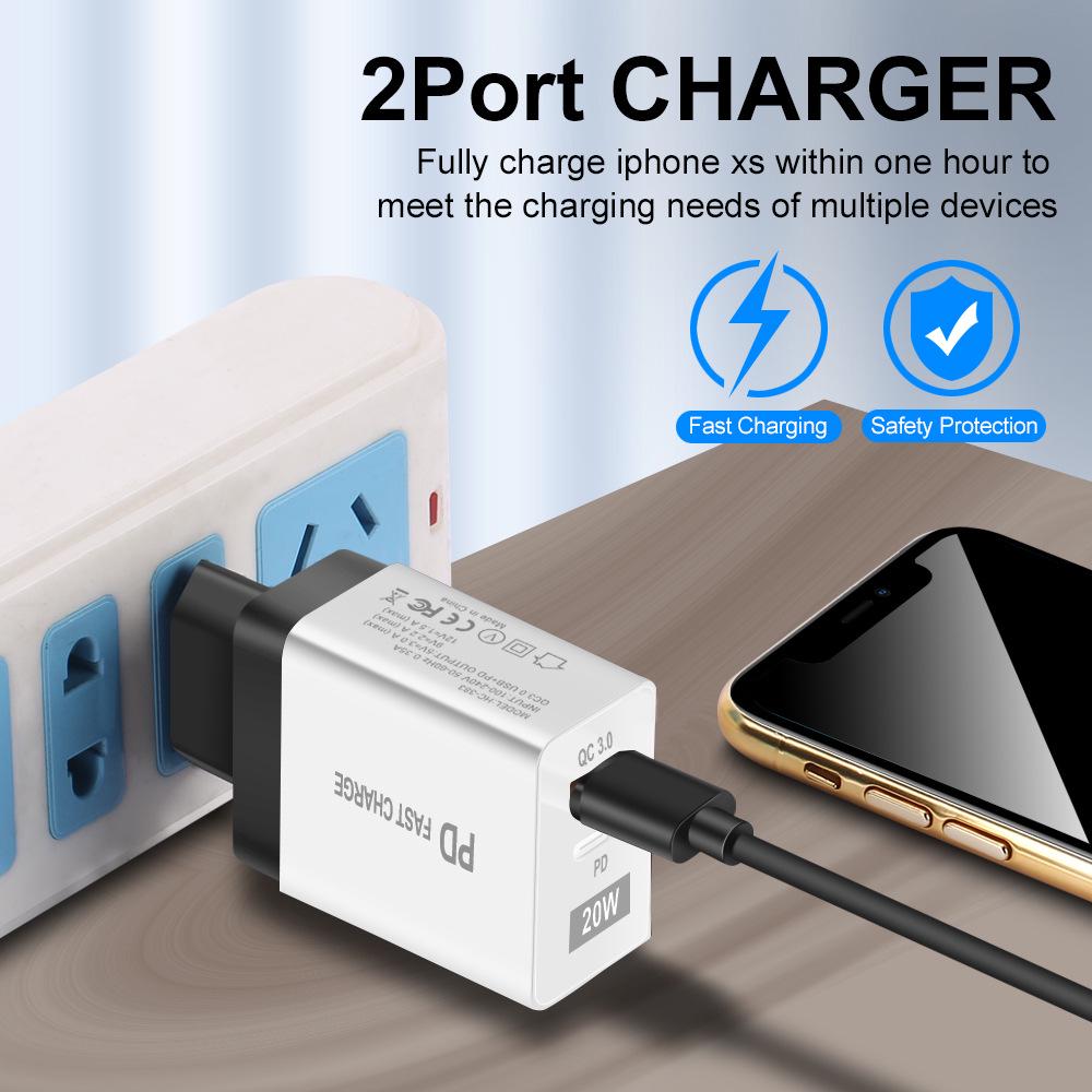 USB-зарядное устройство для путешествий, стандарт ЕС и США, быстрая зарядка QC3.0+PD (5В/9В/12В)