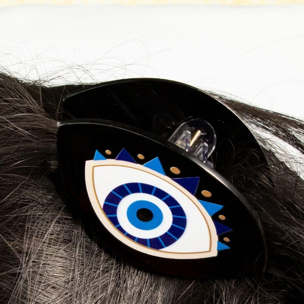 Kroean Style Blue Demon Eye Hair Claw Ponytail Holder Hair Clip Blue Devil's Eye Shark Clip Girls