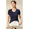 Women's New T-shirt Wool Acetate Lycra Soft U-neck Short Sleeve Skinny Tops
