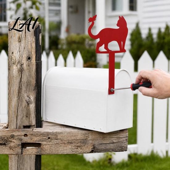 Metal Yard Signage Iron with Fixed Holes Cat Butterfly Decoration Red Mailbox Decor Outdoor Sign for Wood Leather Mailboxes Decoration