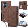 Embossed Secure Clasp 9-Card Slot Vegan Leather Phone Case with Wrist Strap