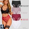 4 шт. женские кружевные трусики с высокой талией, сексуальное нижнее белье, прозрачные женские трусы, облегающие, больших размеров, брифы S-XXL