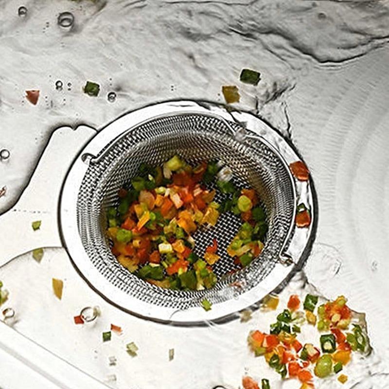 Фильтр для кухонной мойки из нержавеющей стали для мусора, остатков пищи, улавливатель волос, сетчатые фильтры для канализации, фильтр-сифон для сливного отверстия в ванной