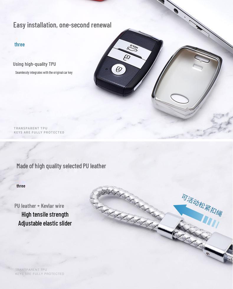 Чехол для ключа автомобиля Kia K3/K4: Совместим со Sportage, KX3, Yipao, KX57, Kaisen, CROSS, Sorento - Полужесткий чехол с пряжкой