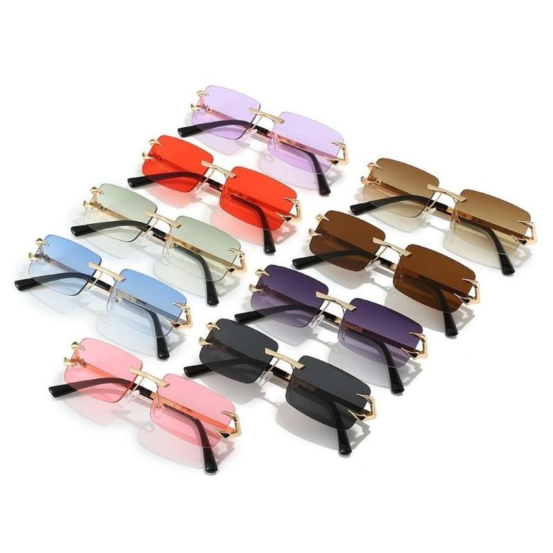 New Frameless Sunglasses Fashionable and Simple Square Frameless Ocean Colored Sunglasses