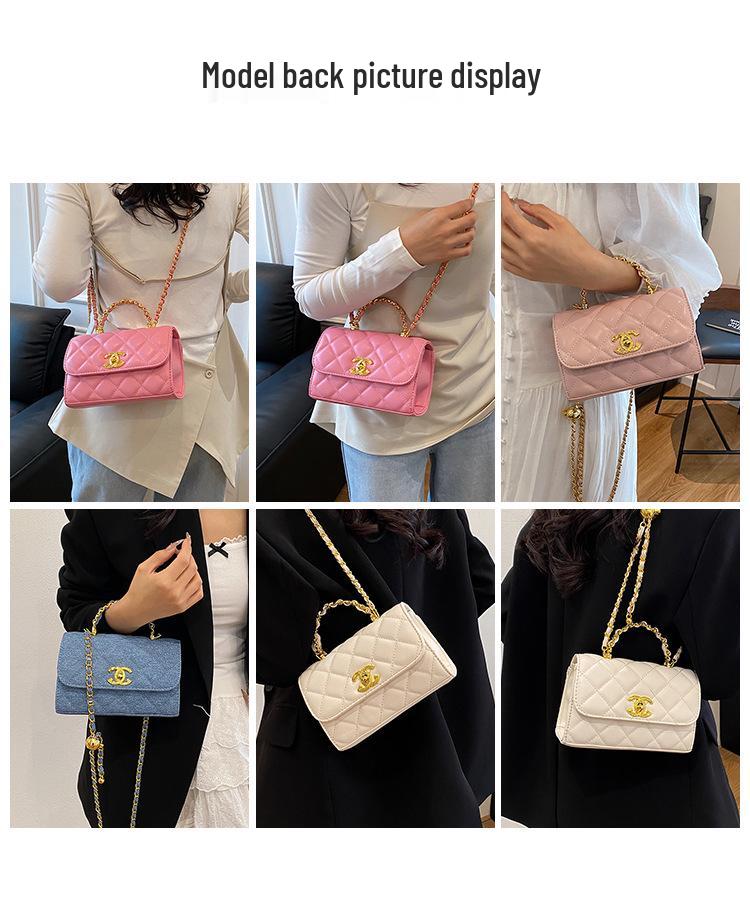 Маленькая сумка кроссбоди Xiangfeng Mini с цепочкой в виде ромбиков и золотым шариком - Красная, Осенняя мода