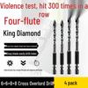 Ударное шестигранное четырехлопастное крестовое сверло King для бетона, плитки и стекла