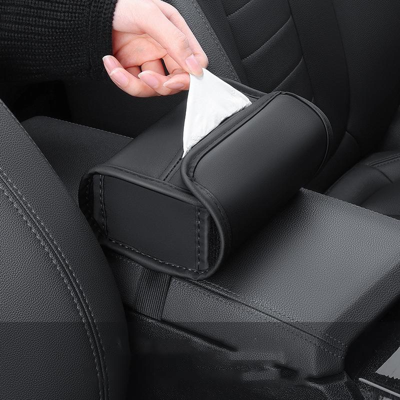 Автомобильный держатель для салфеток из кожи наппа, подлокотник для центральной консоли автомобиля, коробка для салфеток, солнцезащитный козырек на заднее сиденье, чехол для салфеток с фиксацией