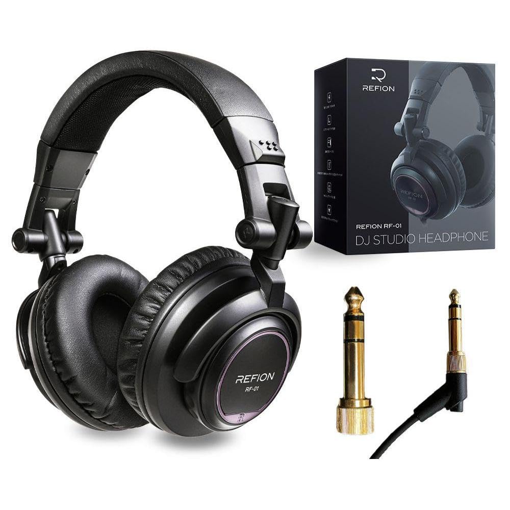 REFION RF-01 DJ Headphones, Wired, Monitor, Over-Ear, Studio Monitor, Black, Designed by a Professional DJ
