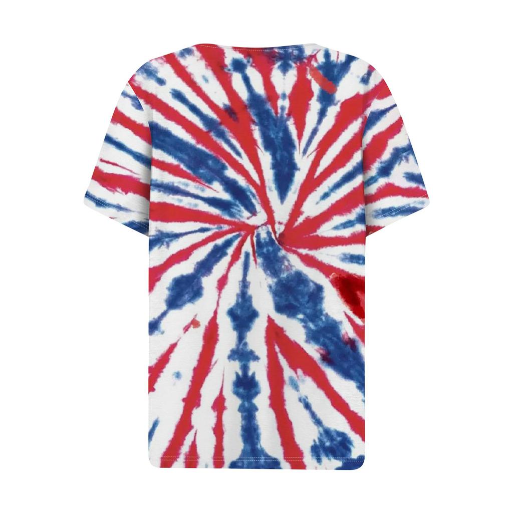 Жен. Футболка Футболка День независимости С принтом Пуговицы С короткими рукавами Повседневные Выходные Мода Классический Классический V-образный вырез Обычный Топ