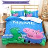 3pcs Pink Pig2 Cover Set - Personalized Name, HD Printed Bedding with 1 Cover and 2 Pillowcases - Perfect for Home Decor, Easy Care