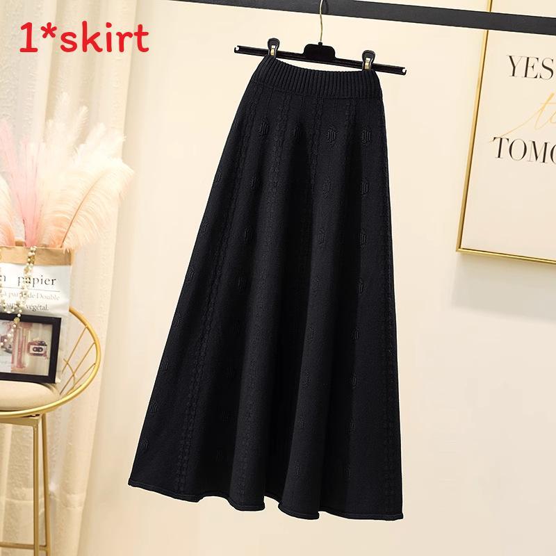 Womens High Waist Knitted Midi Skirt With Thick Woolen Material For Autumn Winter Elegance