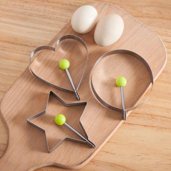 5Pcs Egg Mold Ring Easy To Clean Creative Round Heart Shapes Stainless Steel Frying Egg Mold for Home Kitchen