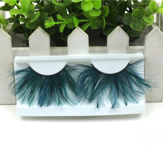 Yousheng 1 Pair 3D Artificial Feather Eyelashes Natural & Dense Green Color Fake Lashes Extension Exaggerated Art Party Makeup Fake Eyelashes