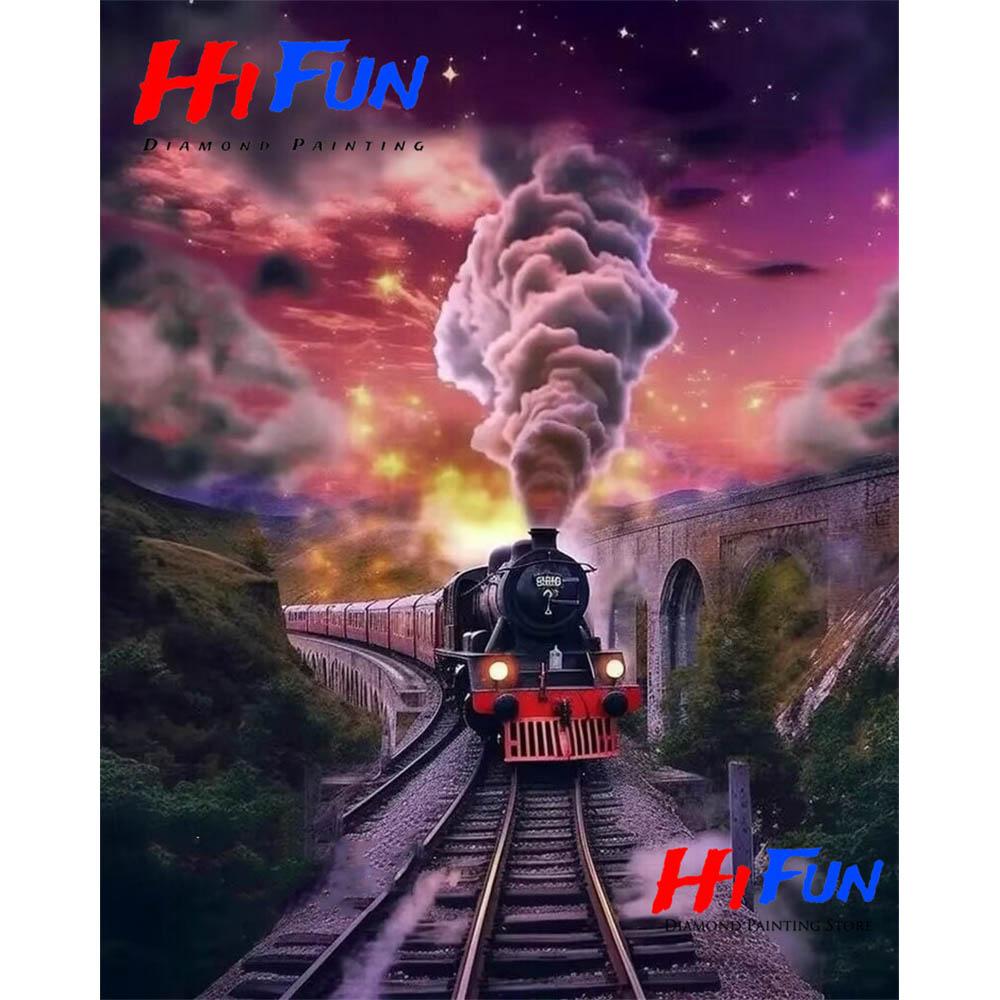 Паровозик Алмазная мозаика Постер поезда Harris Express для детской комнаты Декор своими руками Мозаичная вышивка Милые подарки 2026