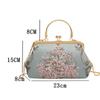 2023 New Clip Buckle Chinese Style Dinner Bag Handheld Single Shoulder Diagonal Versatile Fashion Embroidered Flower Ladies Bag