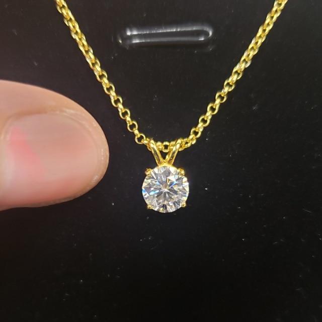 Настоящий 1 каратный муассанит цвета D подвеска для женщин 18k позолоченный 100% стерлингового серебра 925 пробы свадебная вечеринка ювелирные изделия подарок