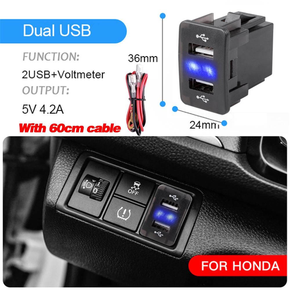 4.2A двухпортовый Toma Fast Phone 12V USB зарядное устройство со светодиодным вольтметром автомобильный USB встроенный разъем адаптер зарядное устройство для Honda Crv CB500X