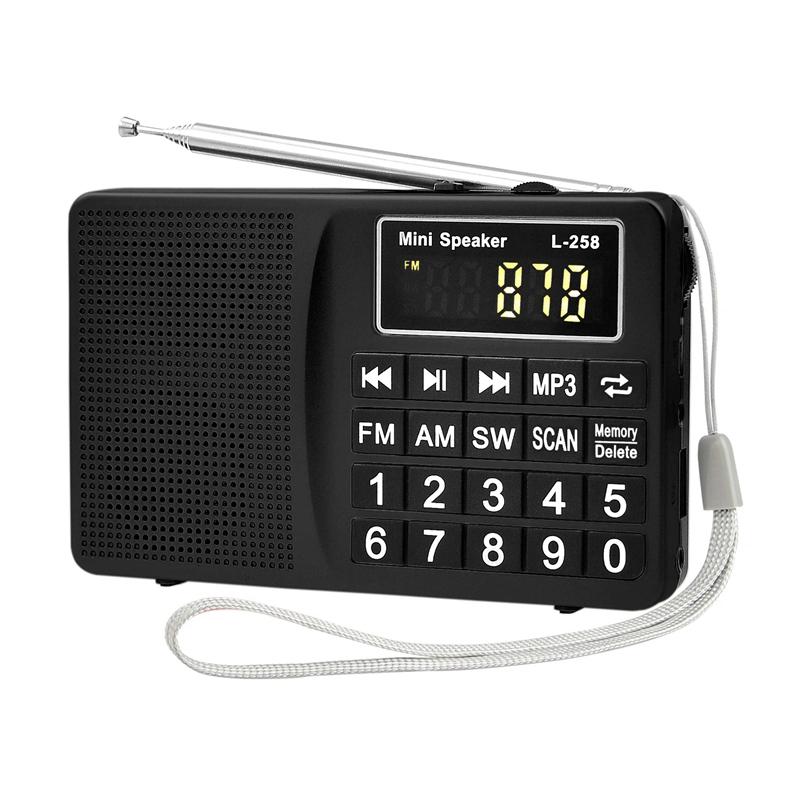L-258 AM/MW/FM/SW Radio with TF USB AUX LED Display Big Button for Elder