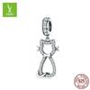 Yinziyun Cute Kitten Sterling Silver Beaded Bracelet Pendant for Women - S1162