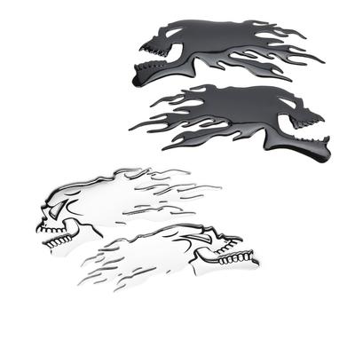 2шт наклейка на топливный бак 3D пламя череп наклейка украшения для мотоцикла