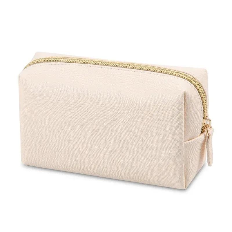 Women's Large Capacity Makeup Bag, PU Leather Cosmetic Organizer, Waterproof Travel Toiletry Bag with Handheld Strap for Ladies