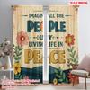 2pcs 2D Flat Printing Scene Curtains Imagine People Living Peace Polyester Without Electricity Festive Holiday for Holiday Decor