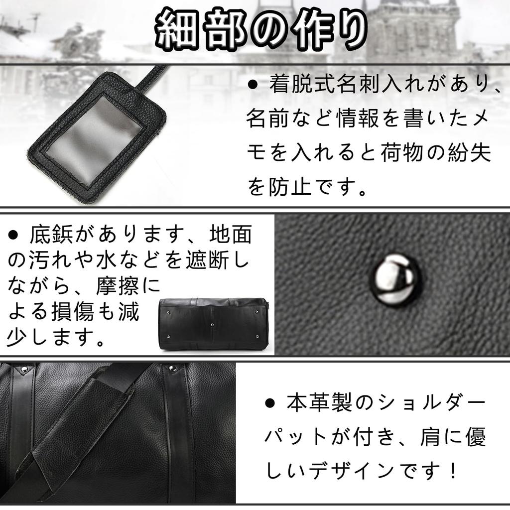 Genuine Leather Boston Bag for Leather Travel Bag with Shoe Golf and Bottom Large School Business 55cm Men, Carry-On, Compartment, Bag, Studs,