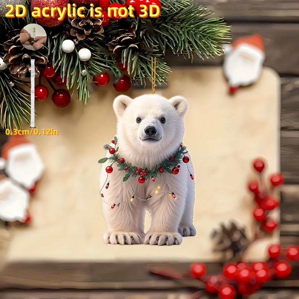 2D Flat Design Acrylic Animal Pendants 2D Animal Pendants for Christmas Tree Decoration