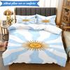 3PCS Argentina Flag Design Bedding Set 2D Printing (Includes 1 Duvet Cover + 2 Pillowcases Coreless), Bedroom decor,Fan gift