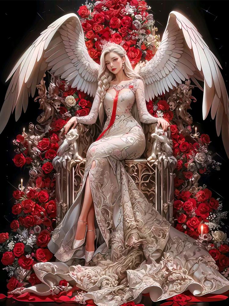 Новая алмазная роспись Красная серия Крылатый ангел Девушка 5DDIY Картина Мозаика Вышивка Хэллоуин Украшение стены Подарок