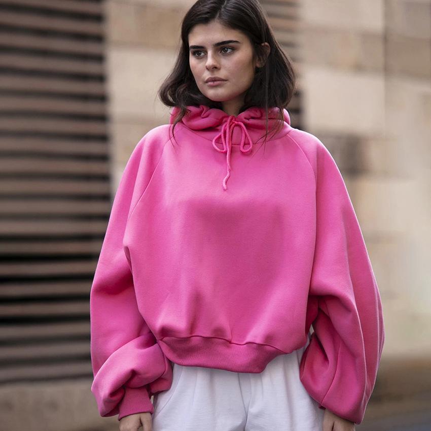 Осенне-зимний спортивный повседневный флисовый худи женский уличный стиль оверсайз свободный пуловер с длинным рукавом куртка