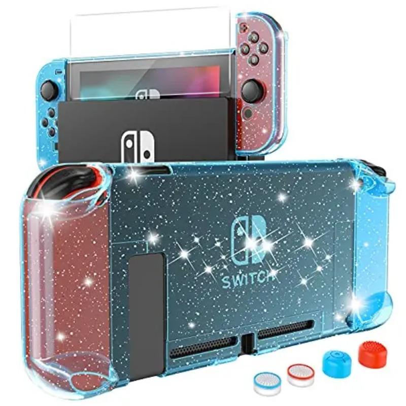 Подходит для Nintendo Switch Sparkling Crystal Case, защитный чехол из ПК-материала с защитой экрана и 4 клавишными колпачками