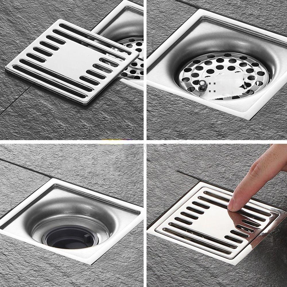 Stainless Steel Floor Drain Square Floor Cover Anti-odor Filter Core Shower