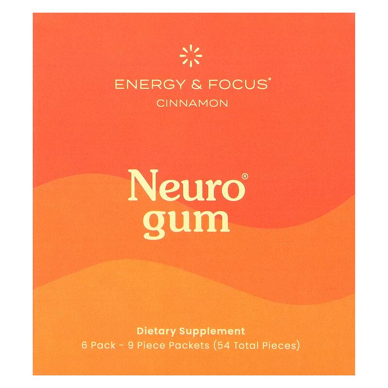 Energy & Focus, Cinnamon, 6 Packs, 9 Pieces Each