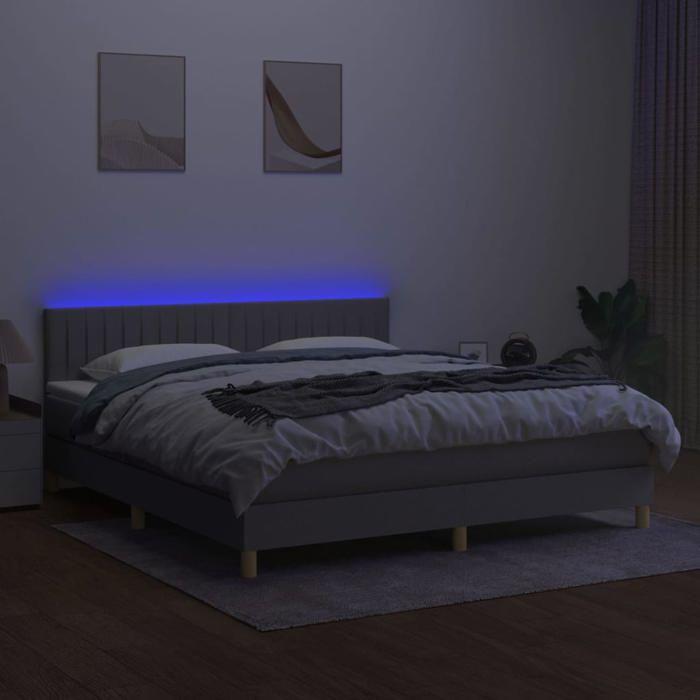 Maison Exclusive - Sommier à lattes de lit et matelas et LED Gris clair 180x200 cm