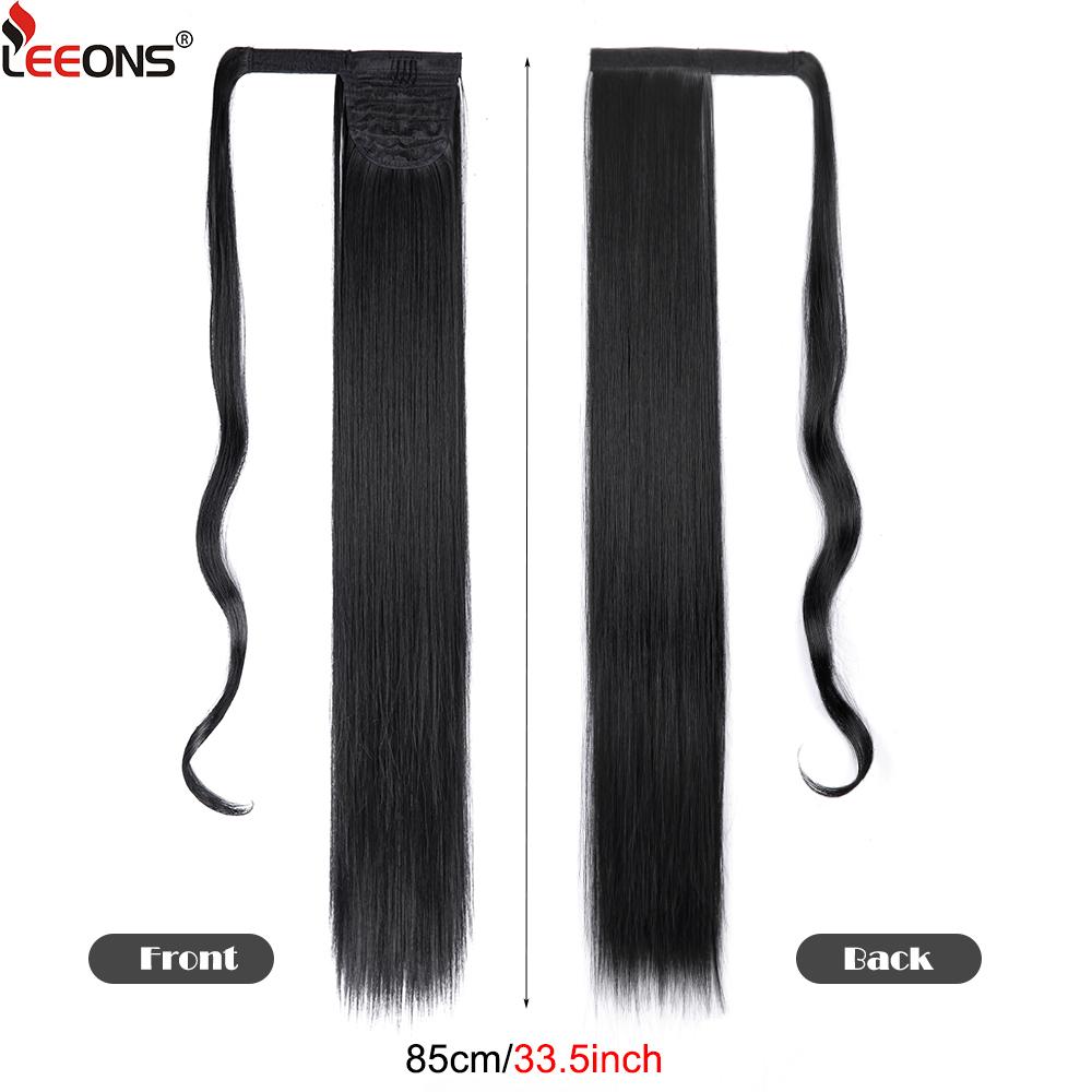 85 см 33 дюйма длинный хвостик шиньоны для женщин прически прямой синтетический искусственный хвост обертывание вокруг зажима в конском хвосте