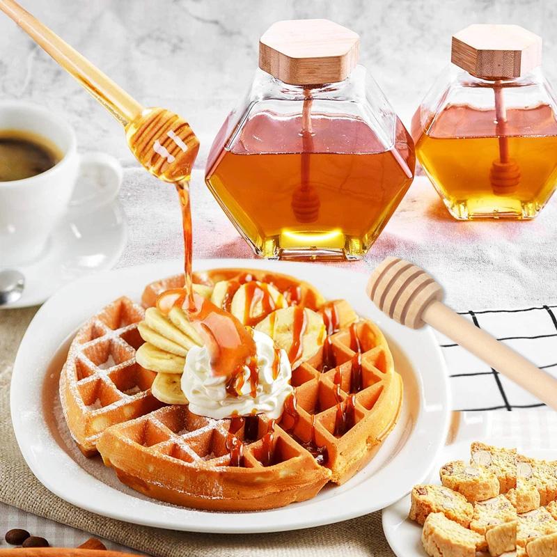 10/24/30/50/100 шт., деревянная мешалка для меда с длинной ручкой, практичная палочка для смешивания меда, банка, ложка, принадлежности для кофе, чая с молоком, кухонный инструмент