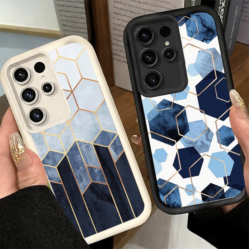 Чехол для телефона Samsung Galaxy S26 S25 Ultra S24 FE Геометрический Мраморный Рисунок Чехол S23 Plus S22 + S21 S20 5G Мягкий Силикон Funda