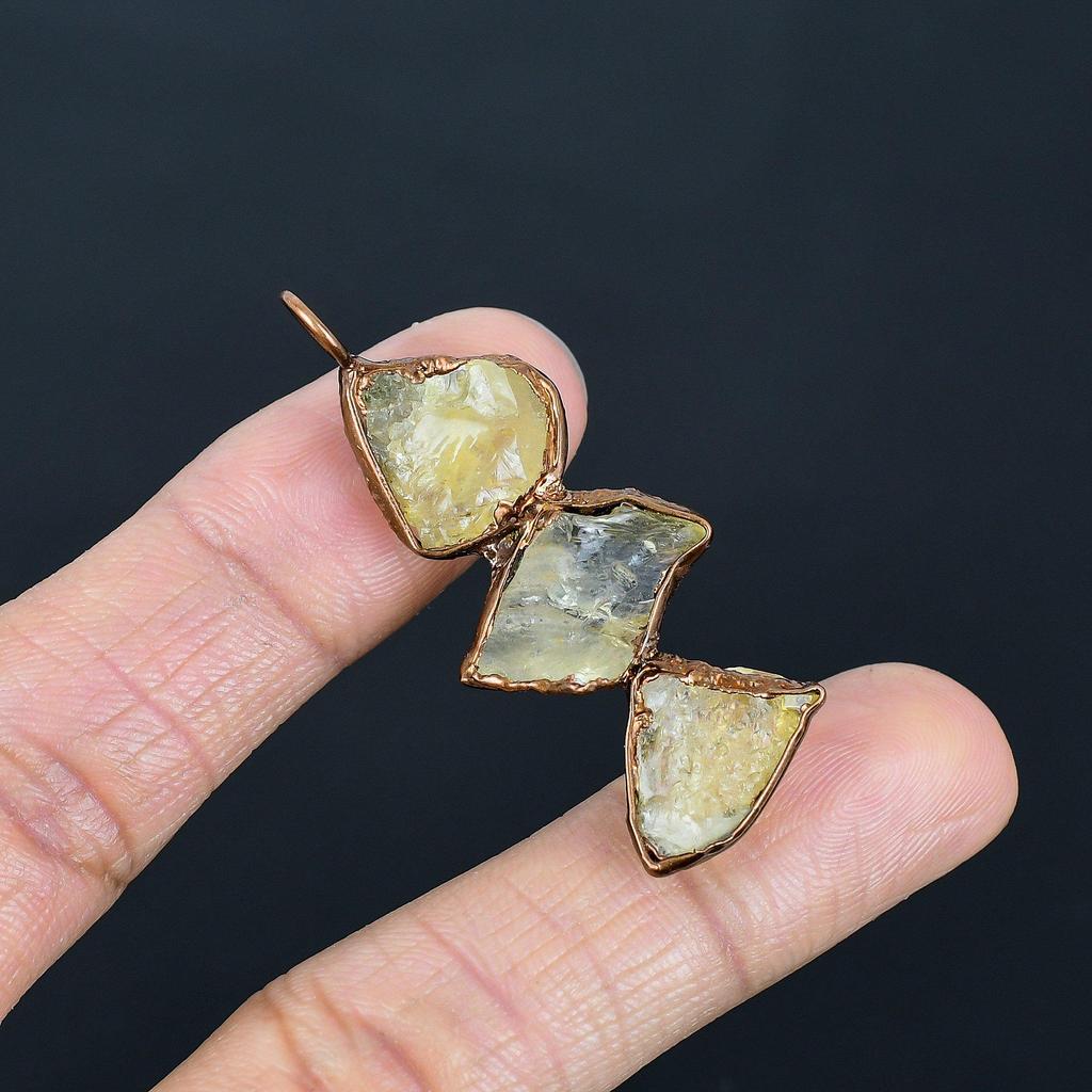 Citrine Copper Electroformed Pendant, Handmade Gemstone Pendant Jewelry, Gifts For Wife Brand New Pendant