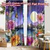 2pcs, 2D FLAT PRINTING Curtains (Without Rod) Moonlit Bloom(1) Christmas Festival Minimalist Curtains Machine Washable Fabric