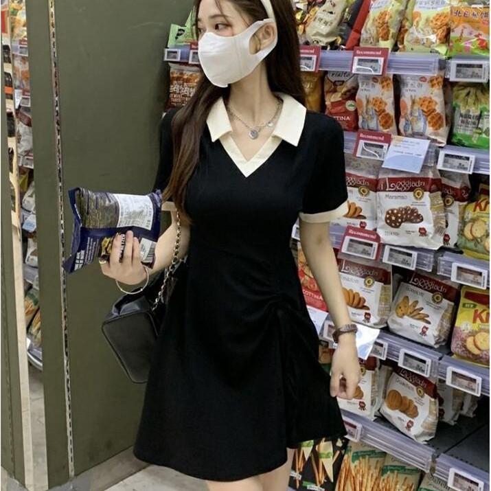 Летнее платье с коротким рукавом на кулиске в японском стиле 2025 для женщин