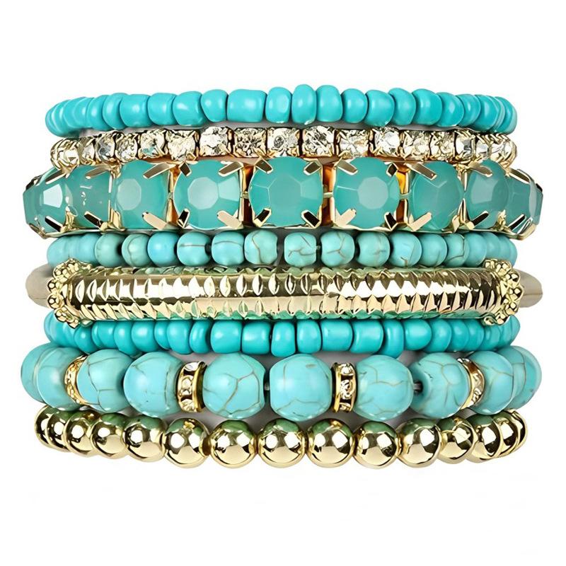 For Bestseller Colorful Multi-Tier Bohemian Stretch Bracelet Glittering Crystal Rhinestones Glass Beads Delicate Seed Bangle