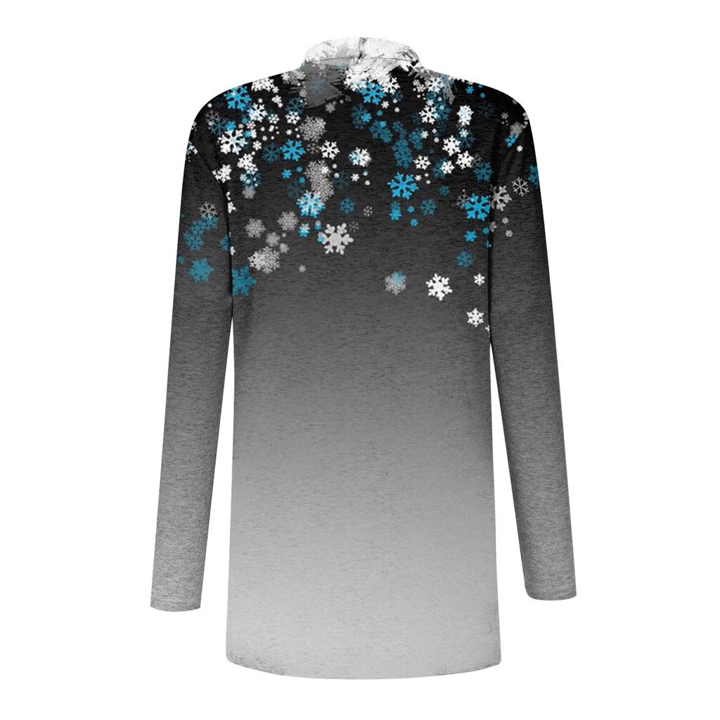 Женская мода, повседневный рождественский принт, кардиган средней длины, куртка, пальто